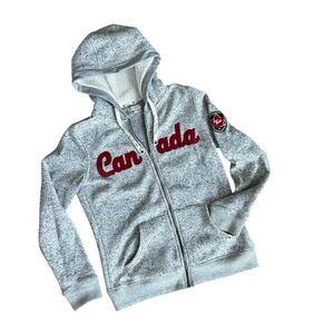 Canada Full Zip Gray Fleece Hoodie M
